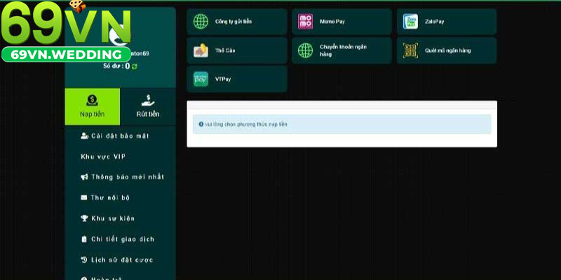 Nạp tiền 69VN có thể thực hiện qua những phương thức nào